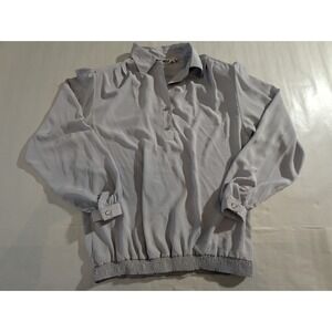 VTG Loubella Women Light Gray Collared Long Sleeve Button Blouse Polyester S16